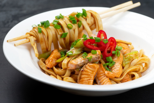 WOK с лососем
